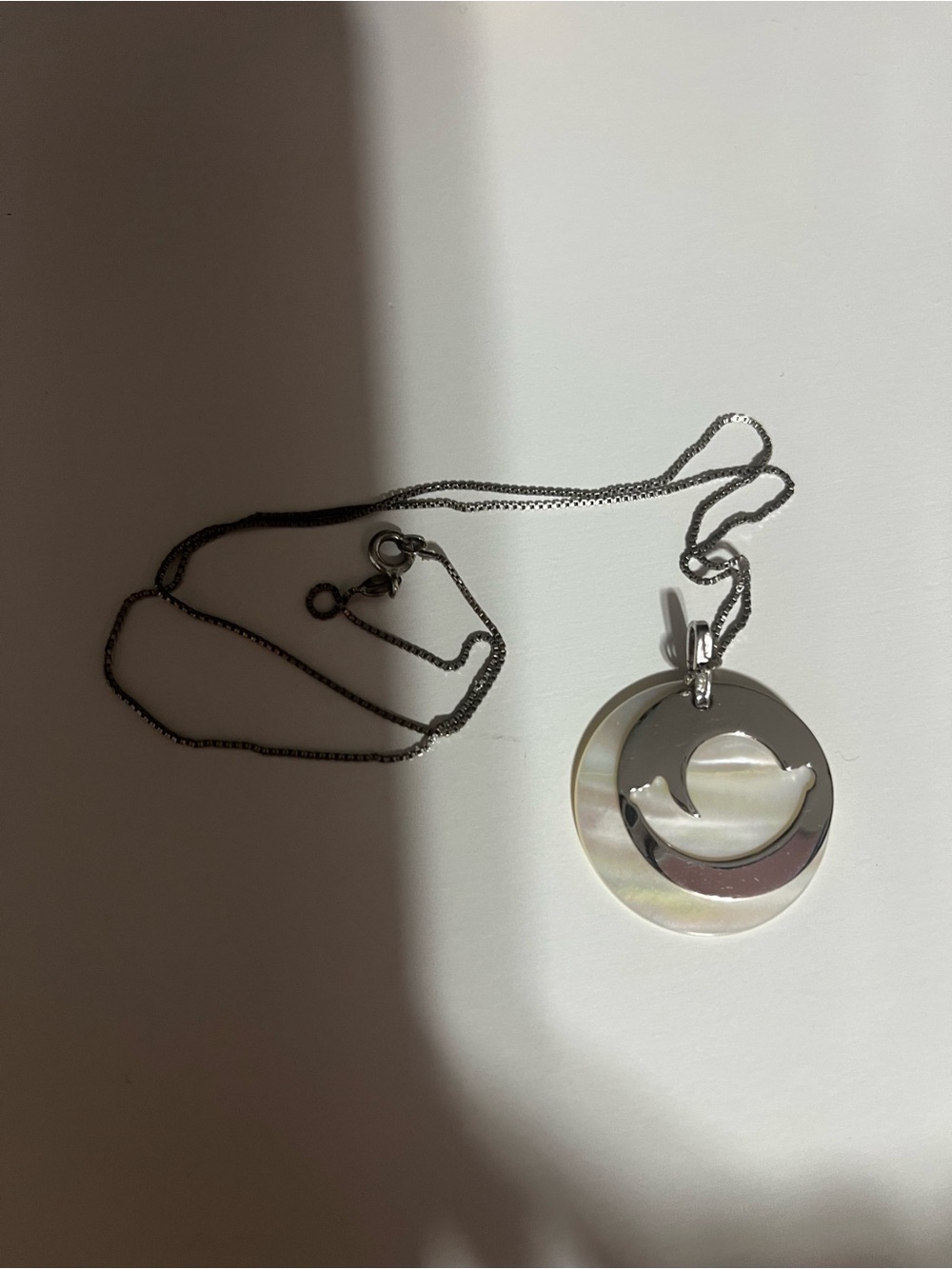 Vintage y2k Italian Silver mother of pearl snail necklace